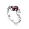 Silver Silver Ring With Deep Red Garnet Centerstone, Ring Size: 7 / 17.5, image 