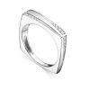 Geometric Silver Ring With Crystal Rows, Ring Size: 7 / 17.5, image 