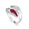 Red Enamel Silver Ring, Ring Size: 6 / 16.5, image 