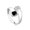 Silver Ring With Black Enamel And White Crystals, Ring Size: 6.5 / 17, image 