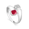 Silver Ring With Red Enamel And White Crystals, Ring Size: 6.5 / 17, image 