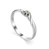 Silver And Gold Ring With Diamond Centerpiece, Ring Size: 7 / 17.5, image 