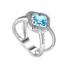 Silver Ring With Synthetic Topaz And White Crystals, Ring Size: 7 / 17.5, image 