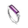 Geometric Silver Ring With Synthetic Amethyst And Crystals, Ring Size: 9 / 19, image 