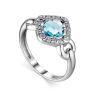 Silver Statement Ring With Synthetic Topaz And Crystals, Ring Size: 6 / 16.5, image 