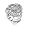 Silver Statement Ring With White Crystals, Ring Size: 7 / 17.5, image 