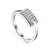 Geometric Silver Ring With White Crystals, Ring Size: 6.5 / 17, image 
