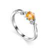 Silver Ring With Citrine And White Crystals, Ring Size: 6 / 16.5, image 