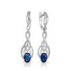 Silver Drop Earrings With Crystals And Synthetic Sapphires, image 
