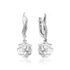 Silver Floral Dangles With Crystals, image 