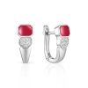 Geometric Silver Earrings With Enamel And Crystals, image 