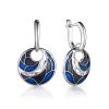 Silver Enamel Dangle Earrings, image 