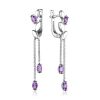 Silver Floral Dangles With Amethyst, image 