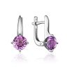 Sterling Silver Earrings With Amethyst Centerstones, image 