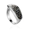 Sterling Silver Ring With Black And White Crystals The Eclat, Ring Size: 6 / 16.5, image 