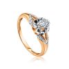Golden Statement Ring With White Diamonds, Ring Size: 8 / 18, image 