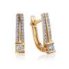 Yellow Gold Latch Back Earrings With Diamonds, image 