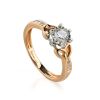 Golden Floral Ring With White Diamonds, Ring Size: 6.5 / 17, image 