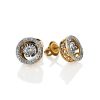 Golden Stud Earrings With Dancing Diamonds, image 