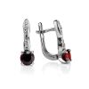 Silver Garnet Earrings With Crystals, image 