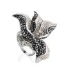 Silver Floral Ring With Dark Crystals The Jungle, Ring Size: 6.5 / 17, image 