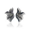 Silver Floral Earrings With Dark Crystals The Jungle, image 