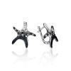 Silver Starfish Earrings With Black And White Crystals The Jungle, image 