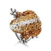 Silver Frog Ring With Champagne Crystals The Jungle, Ring Size: 6 / 16.5, image 