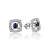 Square Golden Studs With Sapphire Centerstone And Diamonds The Mermaid, image 