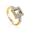 Stylish Golden Ring With Dancing Diamond, Ring Size: 7 / 17.5, image 