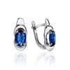 Synthetic Sapphire Silver Earrings, image 