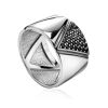 Sterling Silver Band Ring With Black Crystals, Ring Size: 7 / 17.5, image 