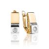 Golden Statement Earrings With White Diamonds, image 