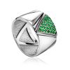 Sterling Silver Band Ring With Green Crystals, Ring Size: 7 / 17.5, image 