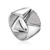 Sterling Silver Band Ring With White Crystals, Ring Size: 8.5 / 18.5, image 