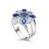 Sterling Silver Ring With Blue And White Crystals, Ring Size: 7 / 17.5, image 