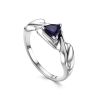 Silver Ring With Synthetic Sapphire, Ring Size: 8 / 18, image 
