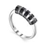 Silver Ring With Black Crystals, Ring Size: 6.5 / 17, image 