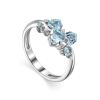 Silver Ring With Synthetic Topaz And White Crystals, Ring Size: 7 / 17.5, image 