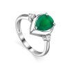 Agate Silver Ring With Crystals, Ring Size: 8 / 18, image 