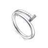 Stylish Silver Ring With White Crystals, Ring Size: 7 / 17.5, image 