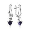Silver Dangle Earrings With Synthetic Sapphire, image 