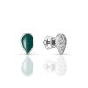 Silver Drop Shaped Studs With Enamel And Crystals, image 