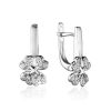 Silver Floral Earrings With Crystals, image 