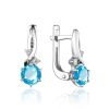 Synthetic Topaz Silver Earrings With Crystals, image 
