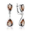 Smoky Quartz Silver Dangles With Crystals, image 