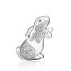 Silver Enamel Rabbit Brooch With Crystals, image 