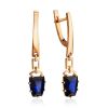 Golden Dangles With Synthetic Sapphires, image 