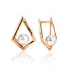 Geometric Golden Earrings With Faux Pearl The Serene, image 