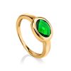 Classy Golden Ring With Green Crystal, Ring Size: 9 / 19, image 